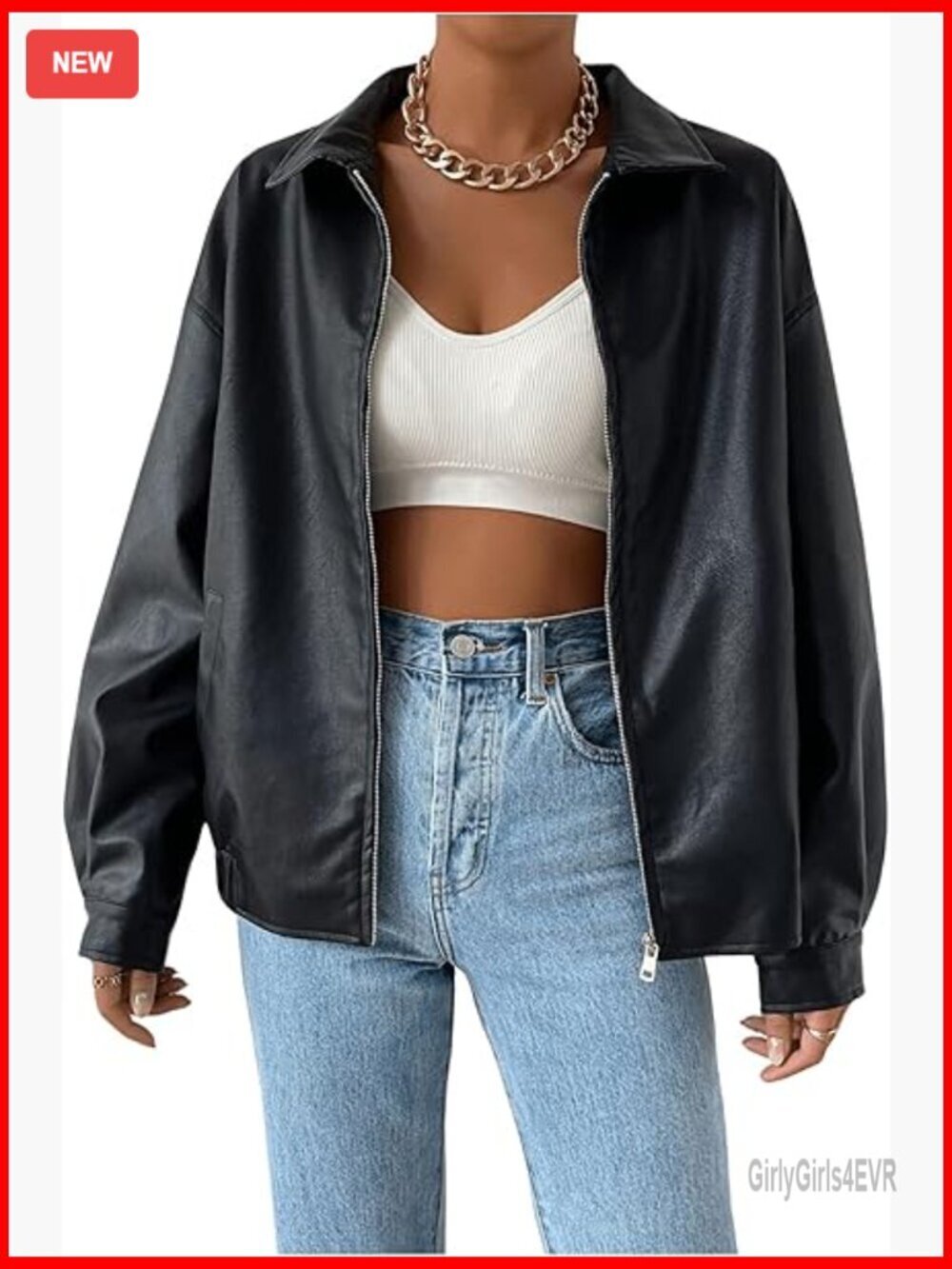 Faux Leather Shacket Zip Up Motorcycle Jacket Biker Coat Long Sleeve